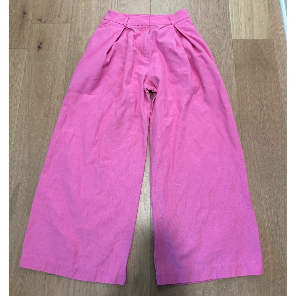 Farm Rio Anthropologie Wide-Leg Pants Women's Size Small Pink Slacks